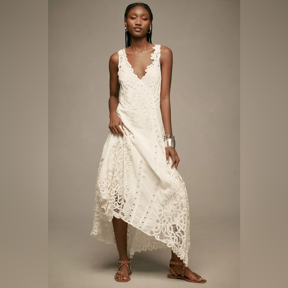 NWOT By Anthropologie V-Neck A-Line Lace Maxi Dress